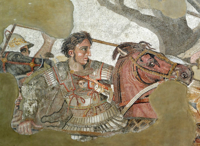 Detail der berühmten „Alexanderschlacht“ (Mosaik, Pompeji, ca. 150–100 v. Chr.)