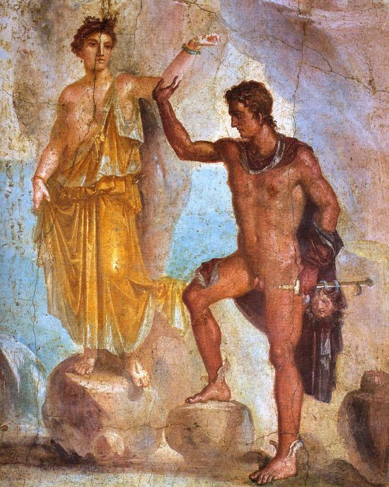 Andromeda und Perseus, Wandmalerei aus Pompeji